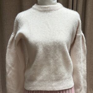NO NAME (Neiman Marcus) WHITE RIBBED CASHMERE — SIZE M- NWT